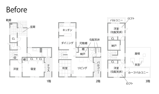 戸建てリノベーション　既存間取り図