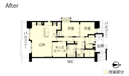 マンションリノベーション　改修後間取り図