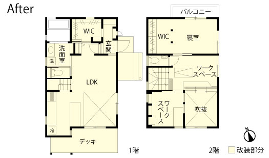 戸建てリノベーション　改修後間取り図