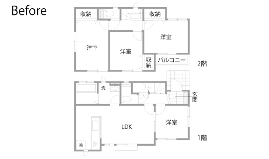 戸建てリノベーション　既存間取り図