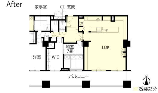 マンションリノベーション　改修後間取り図