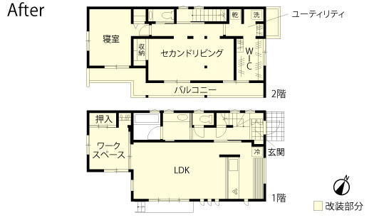 戸建てリノベーション　改修後間取り図
