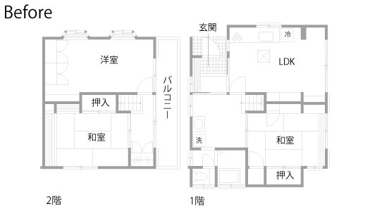 戸建てリノベーション　既存間取り図
