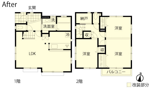 戸建てリノベーション　改修後間取り図