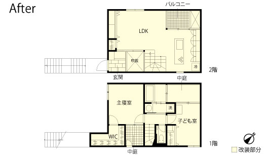 戸建てリノベーション　改修後間取り図