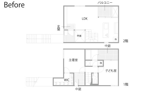 戸建てリノベーション　既存間取り図