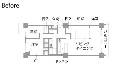 マンションリノベーション　既存間取り図