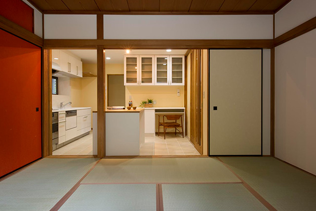 リフォーム・リノベーションの事例|キッチンへ繋がる和室